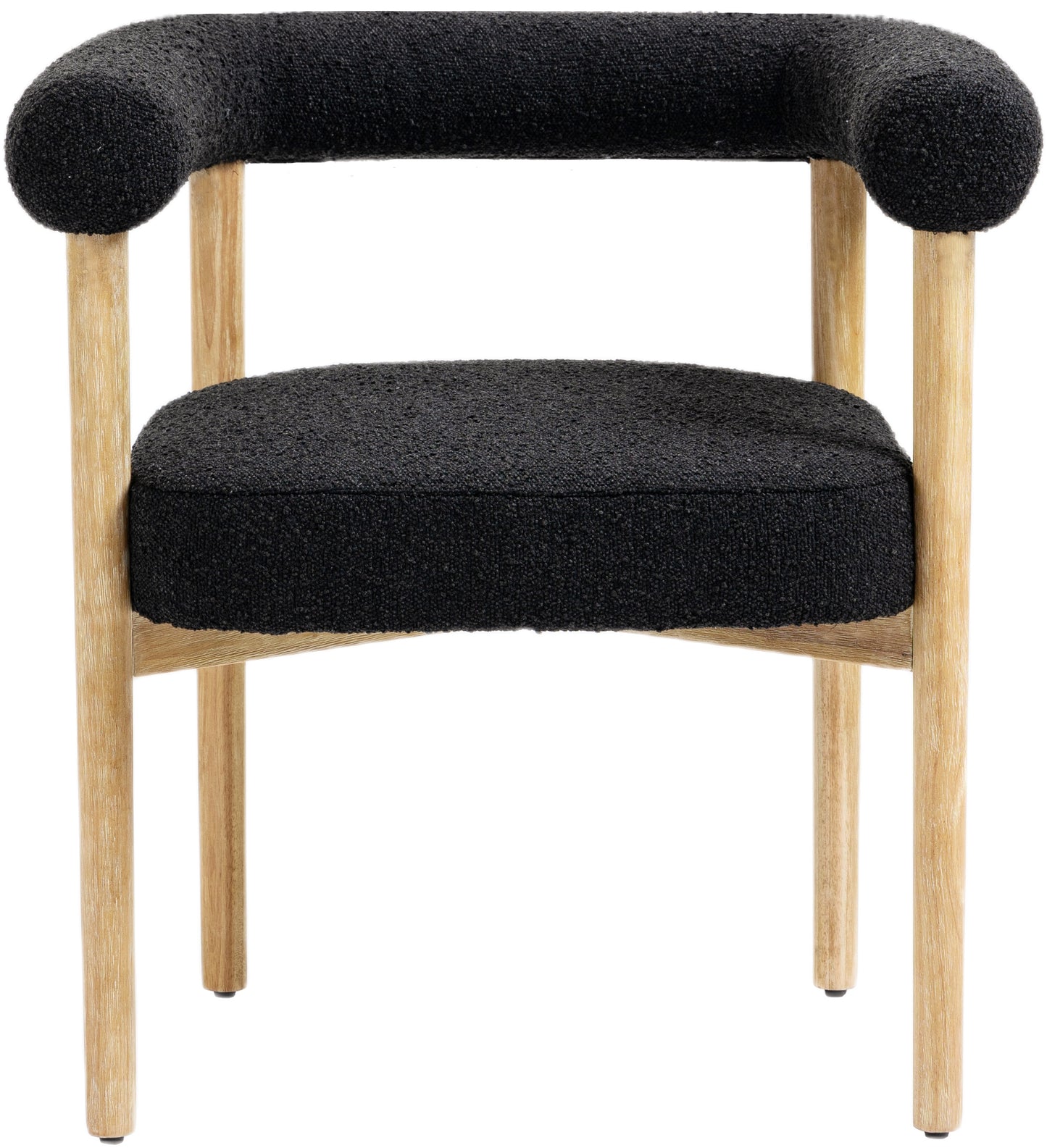 cozy black boucle fabric dining chair c