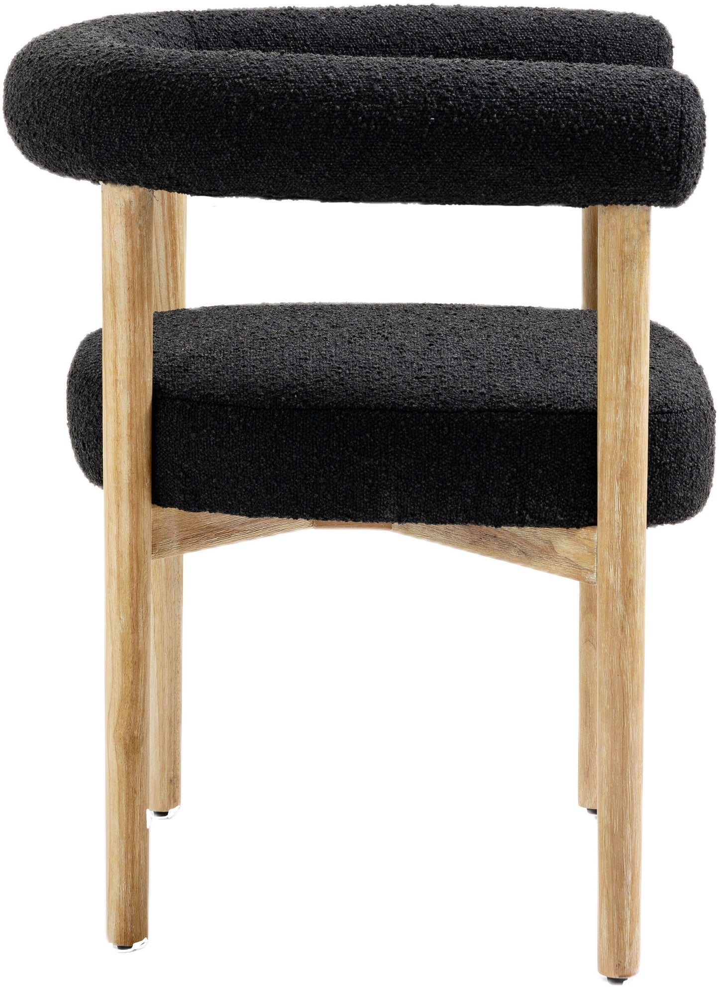 cozy black boucle fabric dining chair c