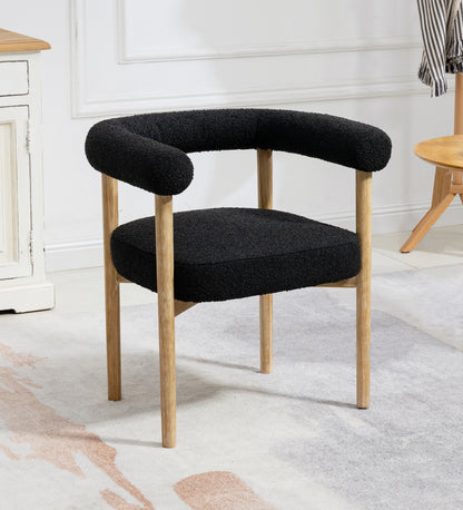 Cozy Black Boucle Fabric Dining Chair C