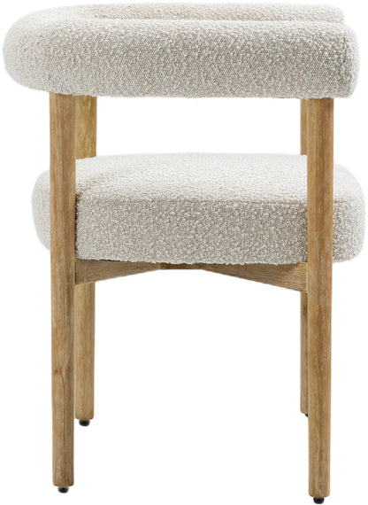 Cozy Cream Boucle Fabric Dining Chair C