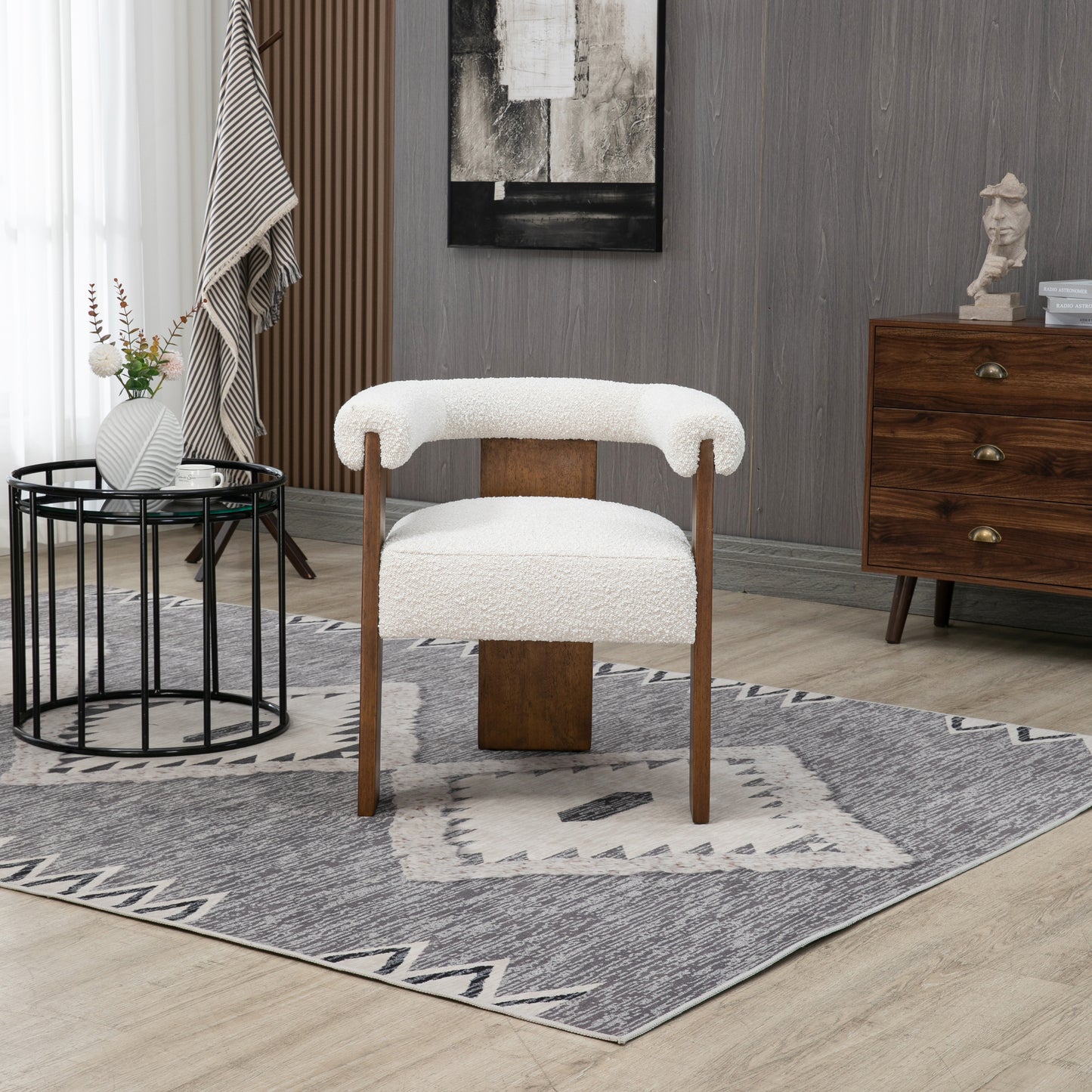 naomi cream boucle fabric dining chair c