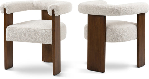 Hadley Cream Boucle Fabric Upholstered Dining Chair, 1 Piece