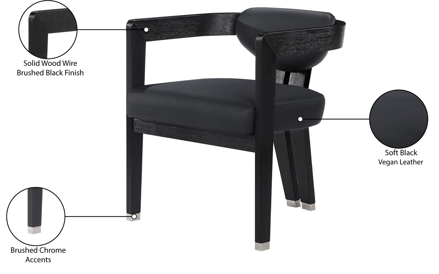 tavolo black vegan leather dining chair