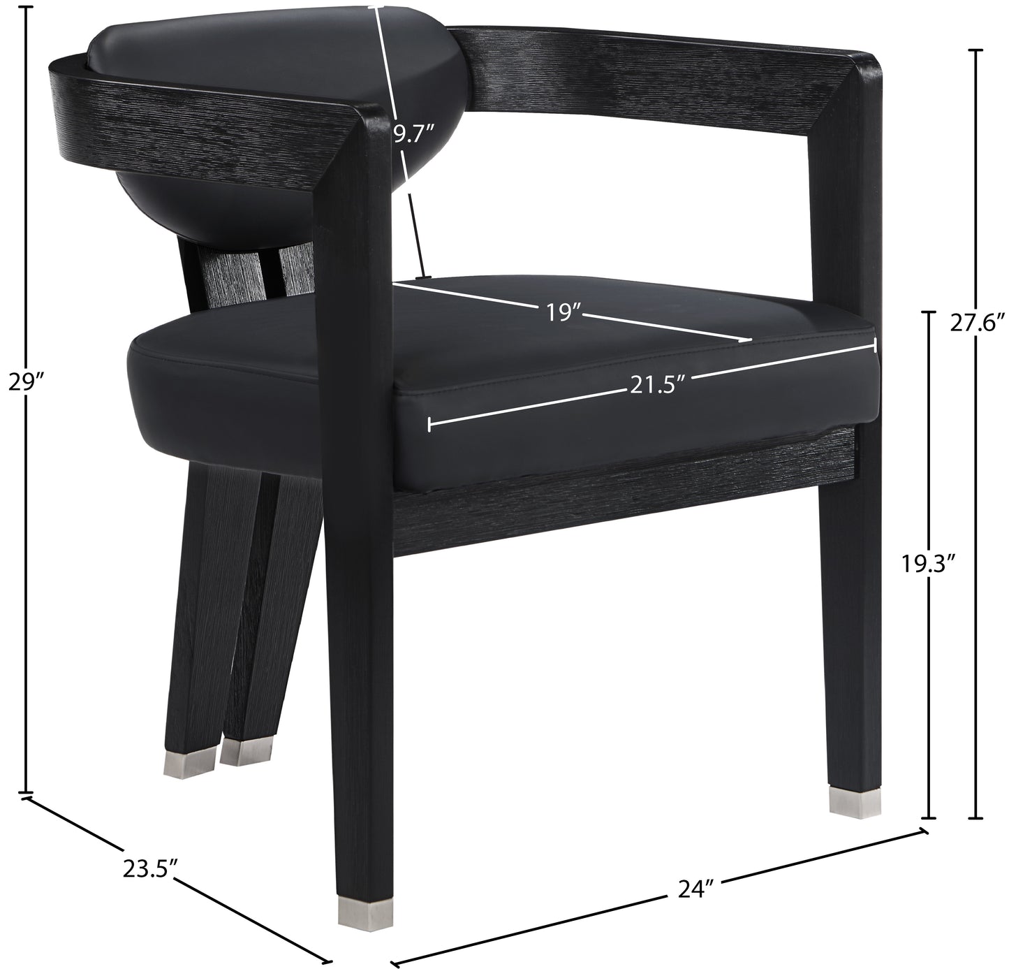 tavolo black vegan leather dining chair