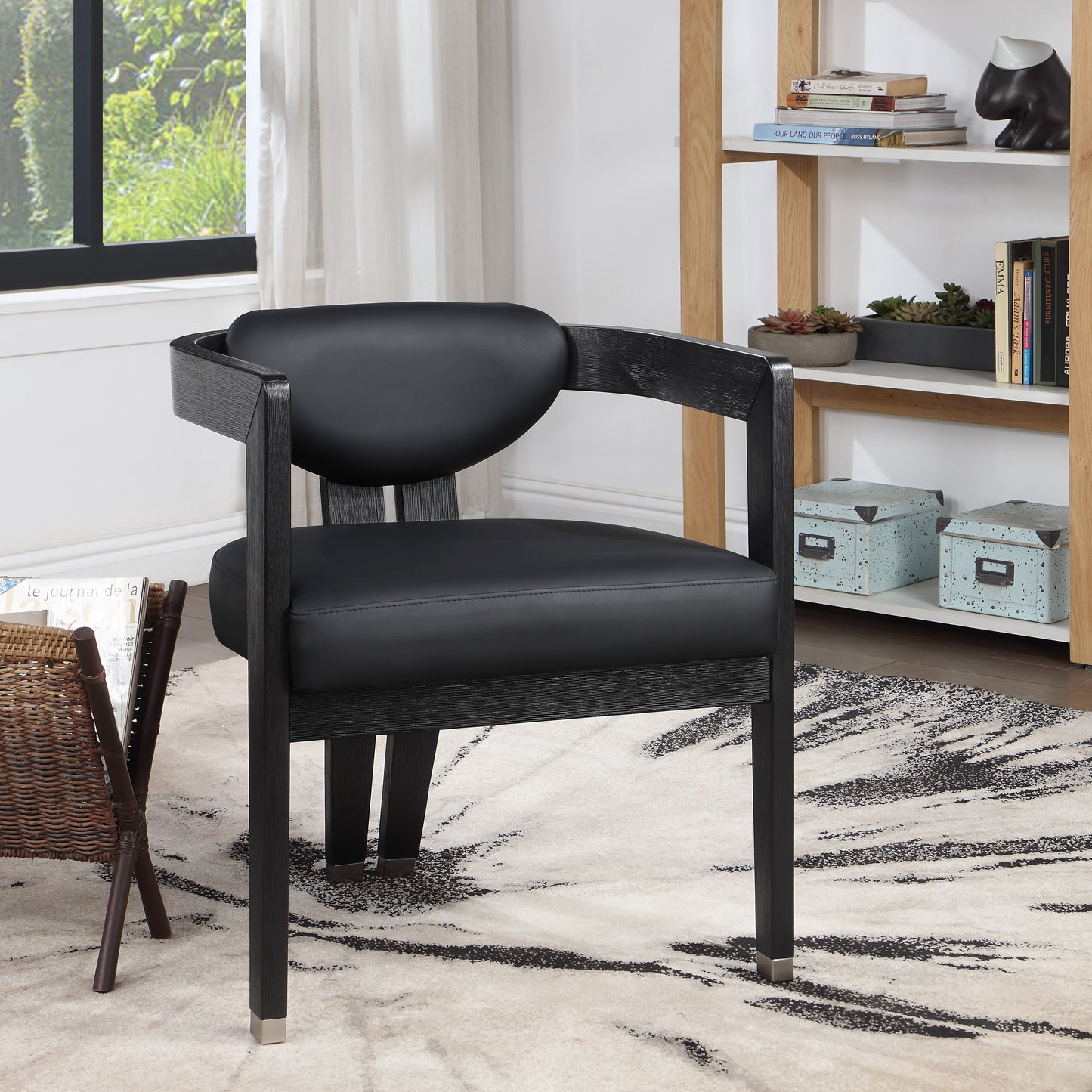 tavolo black vegan leather dining chair