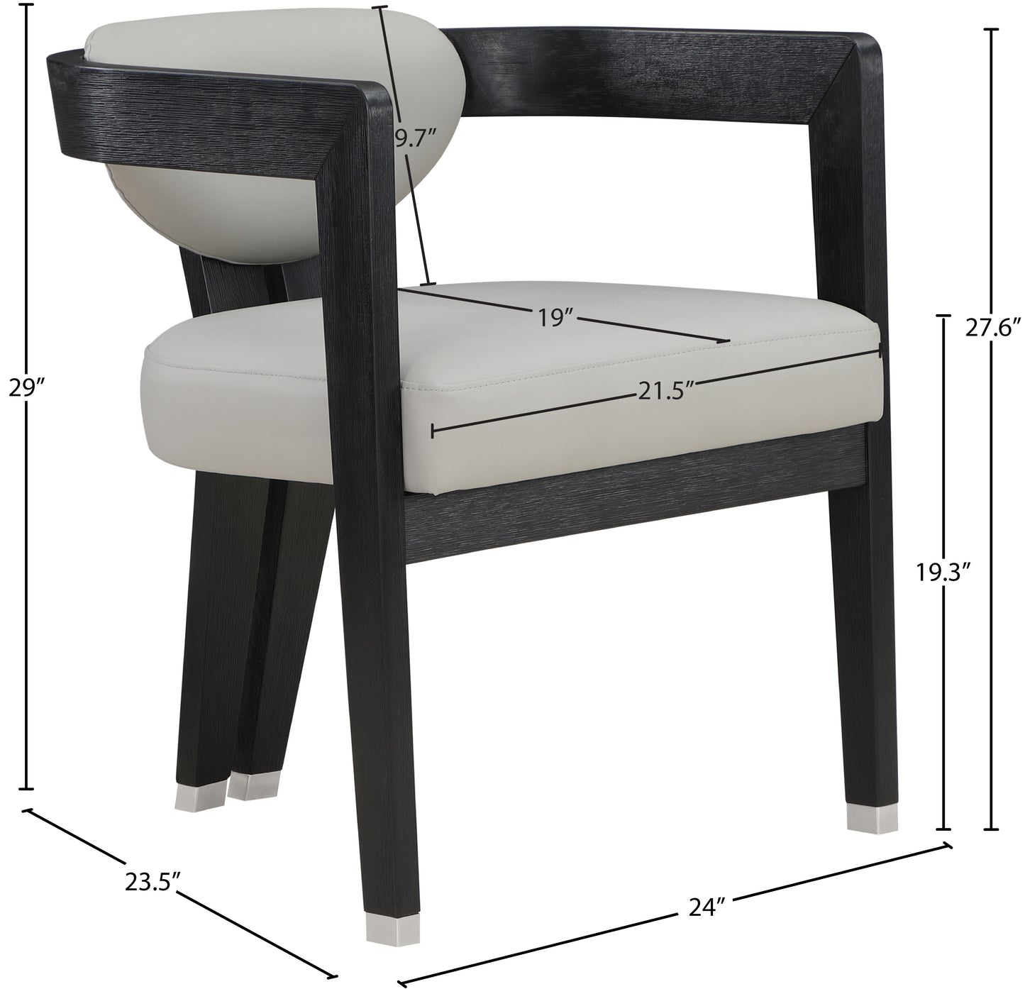 vivacious grey faux leather dining chair c