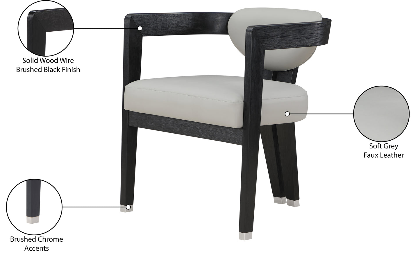 vivacious grey faux leather dining chair c