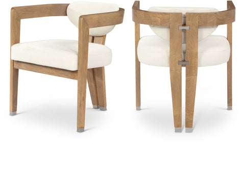 Arden Cream Vegan Leather Upholstered Dining Chair, 1 Piece (Style 2)