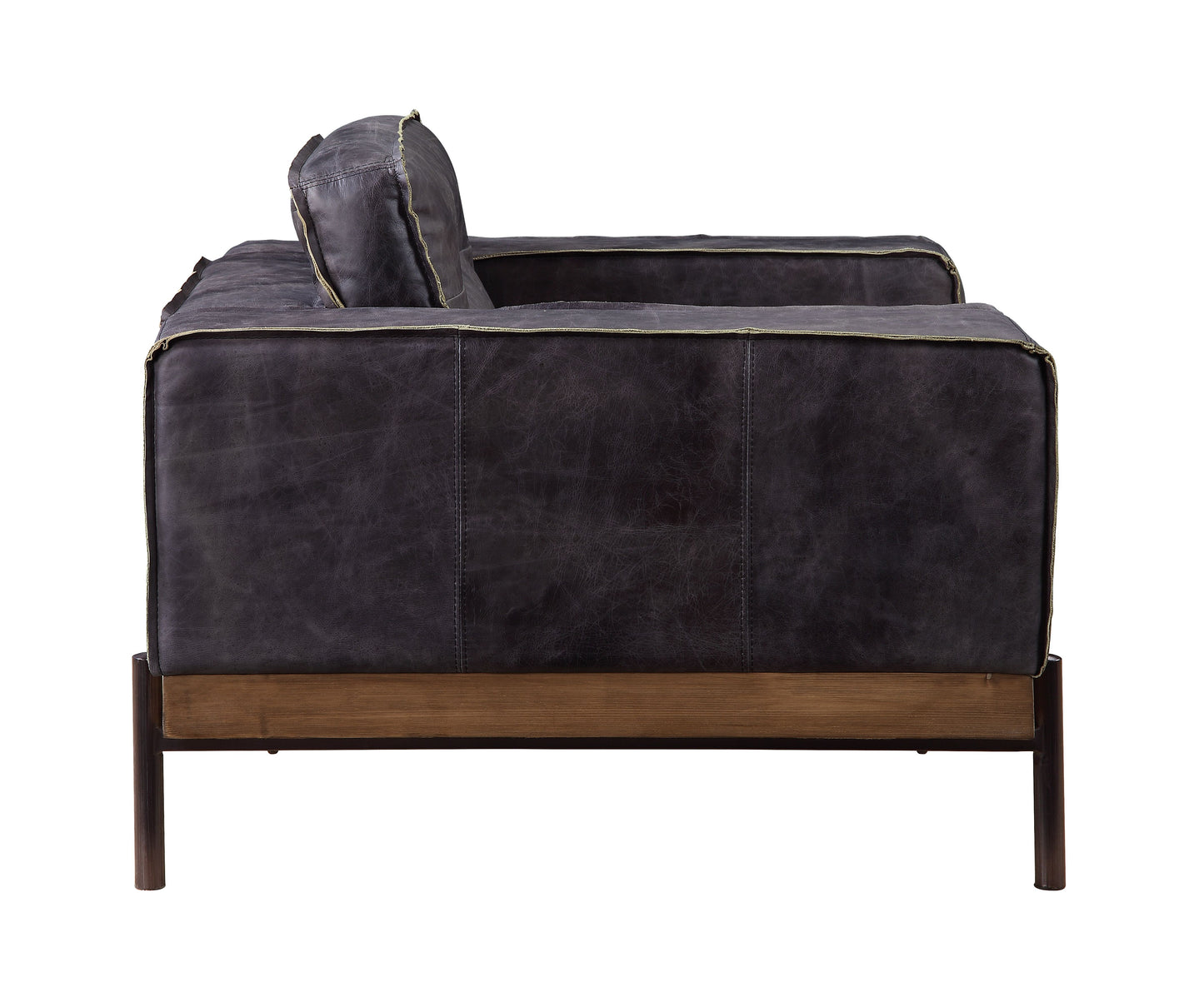 charla sofa, antique ebony top grain leather