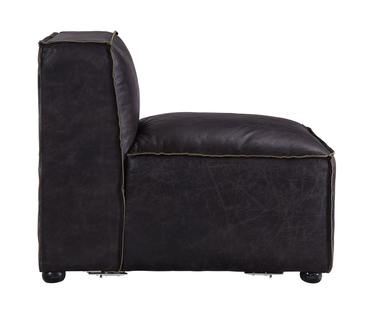 docila modular - armless chair, antique slate top grain leather