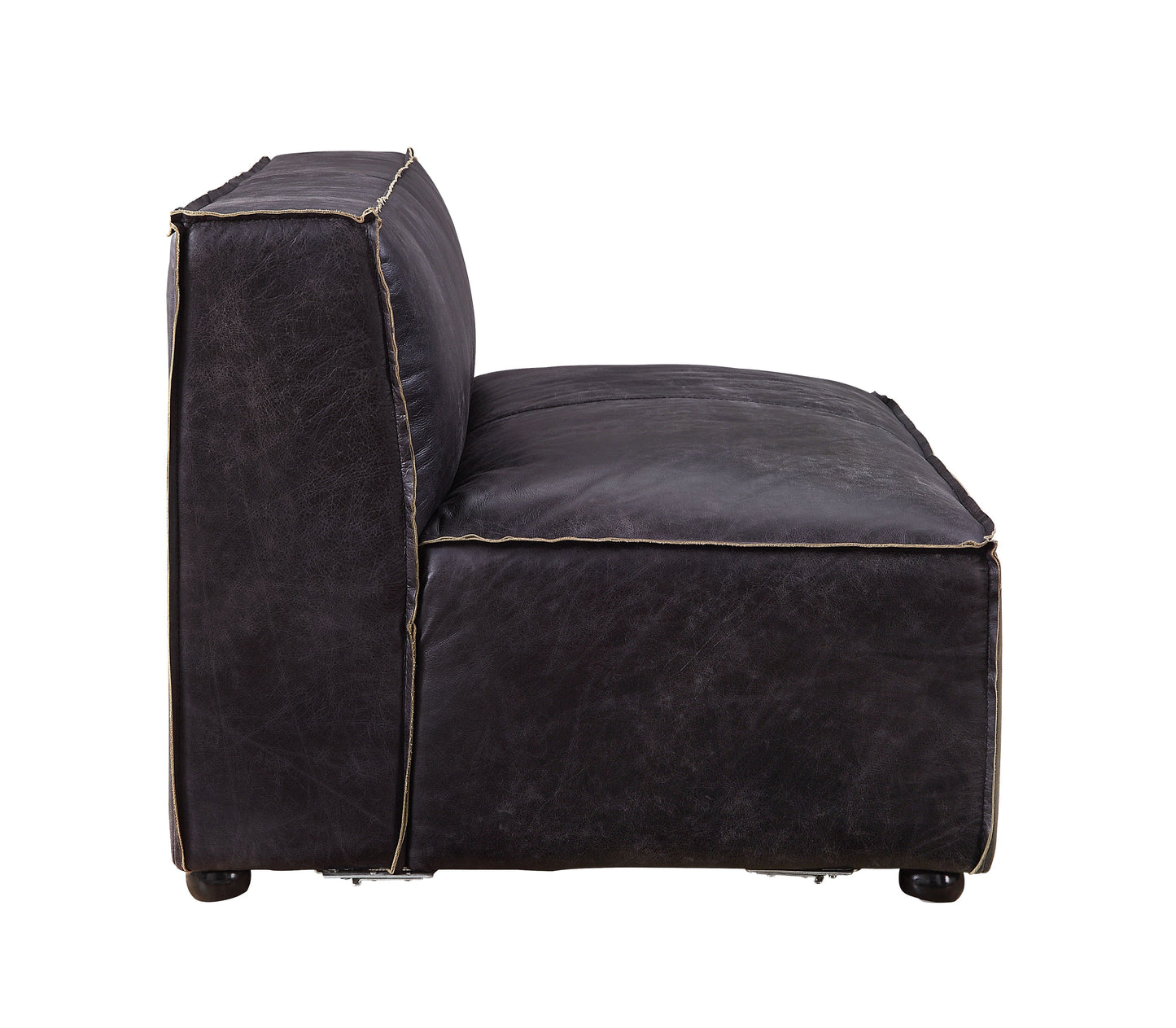 docila modular - armless loveseat, antique slate top grain leather