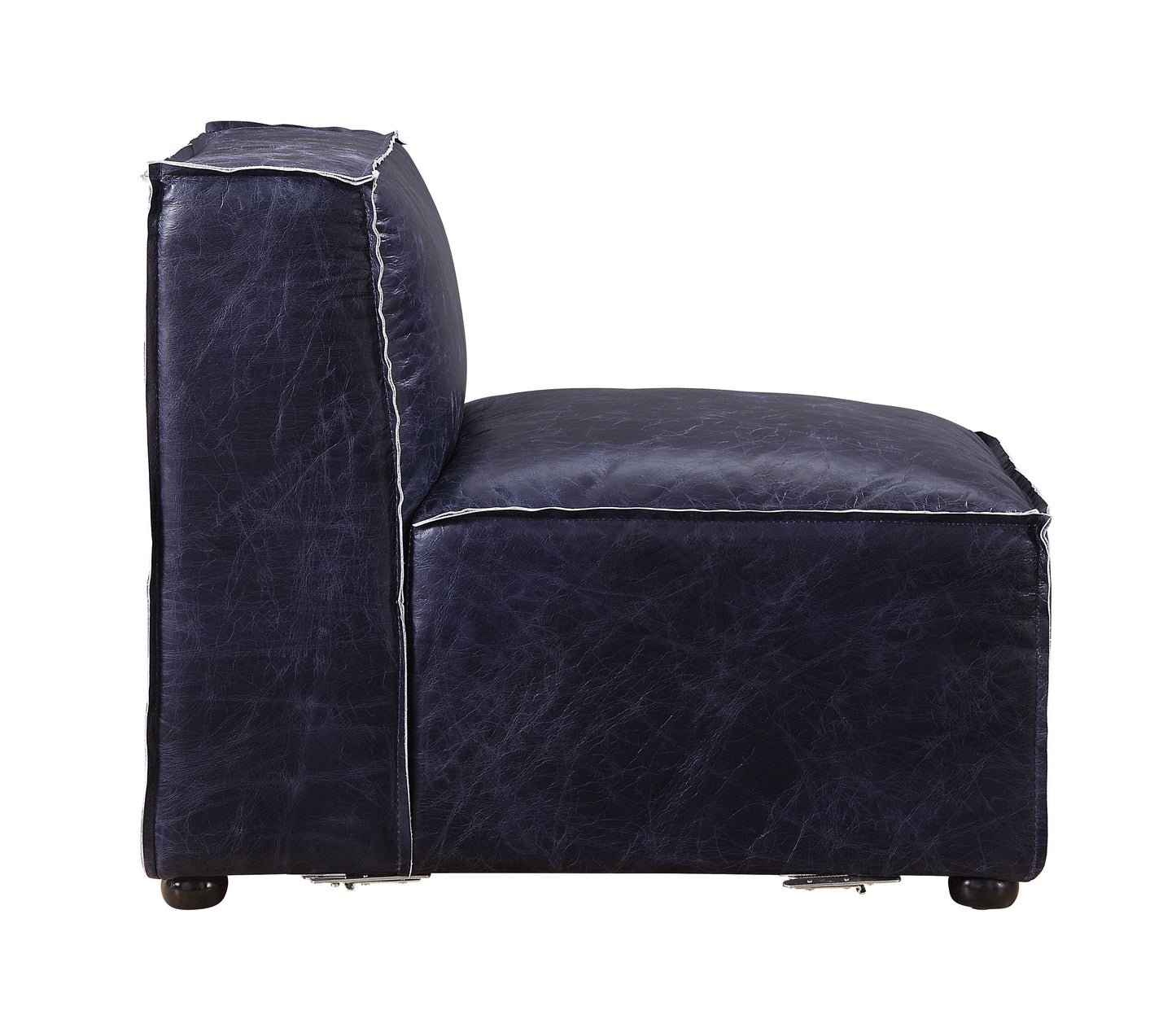 docila modular - armless chair, vintage blue top grain leather