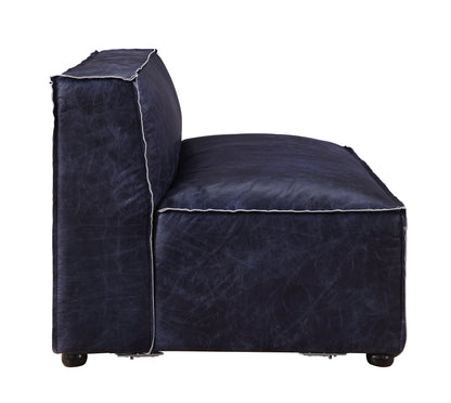 Docila Modular - Armless Loveseat, Vintage Blue Top Grain Leather