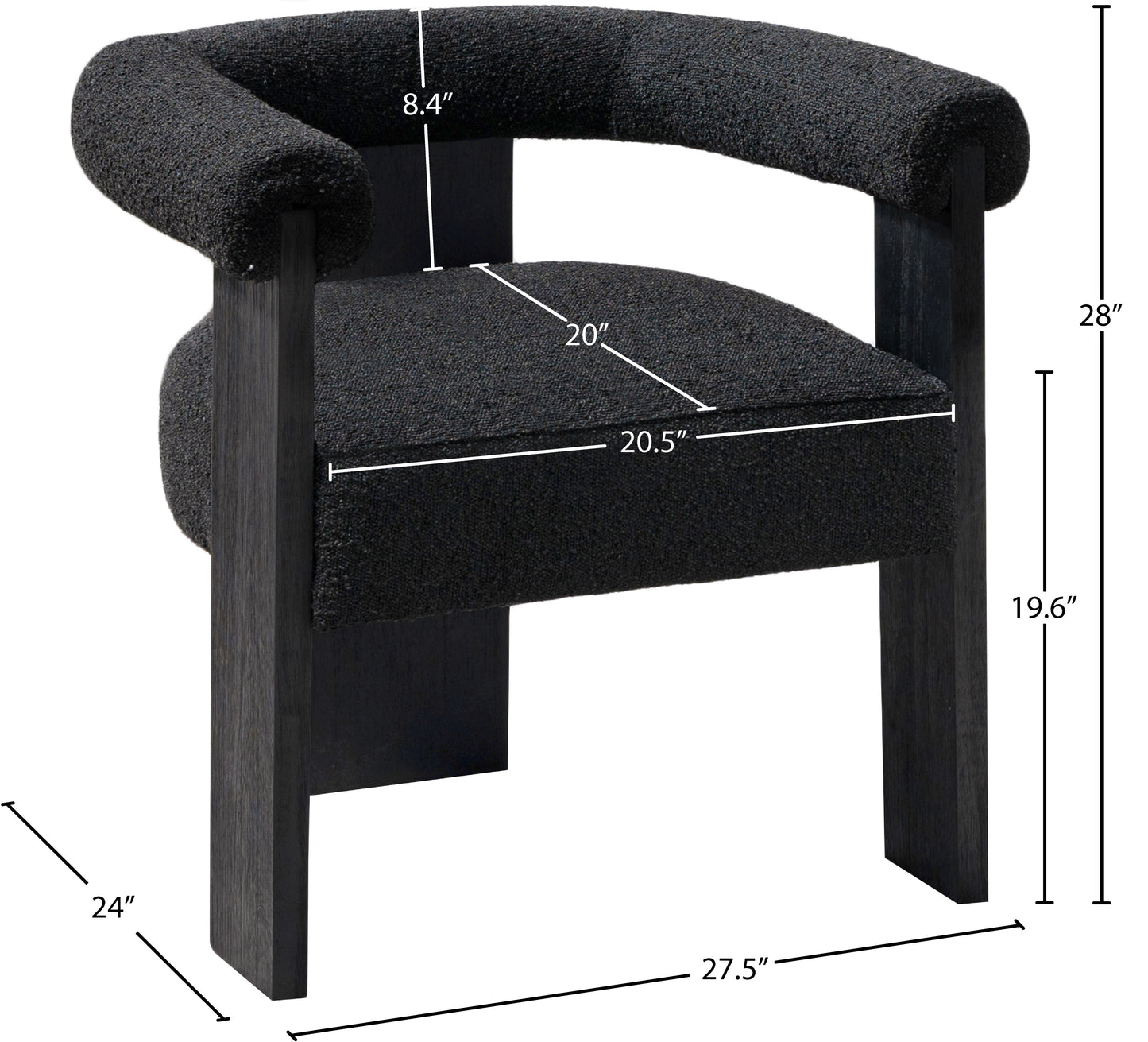 naomi black boucle fabric dining chair c