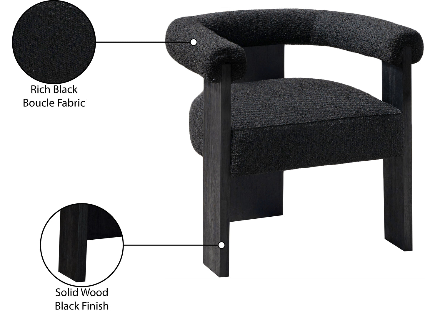 winston black boucle fabric dining chair