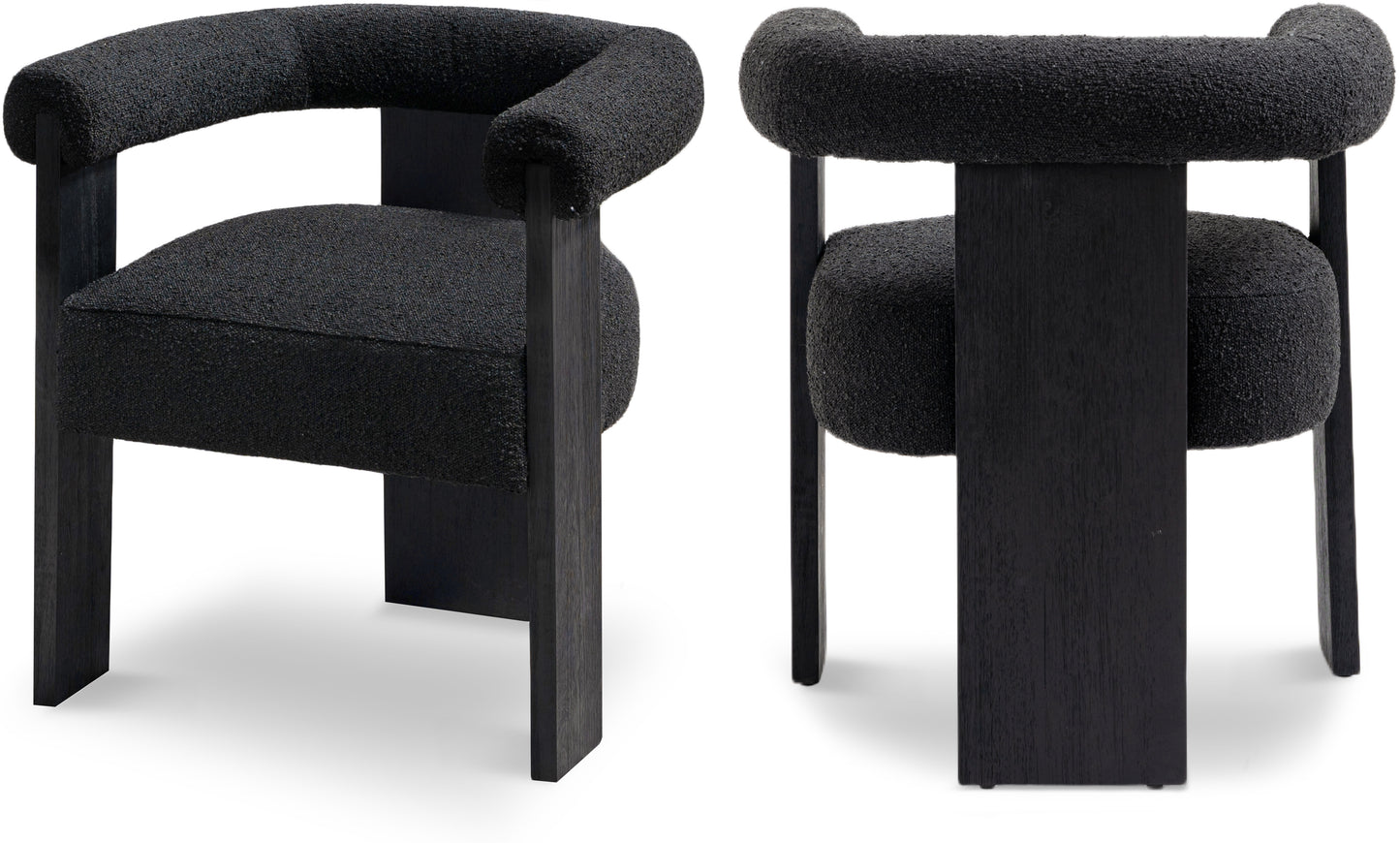 winston black boucle fabric dining chair