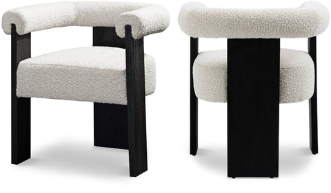 Hadley Cream Boucle Fabric Upholstered Dining Chair, 1 Piece (Style 2)