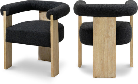 Hadley Black Boucle Fabric Upholstered Dining Chair, 1 Piece (Style 2)