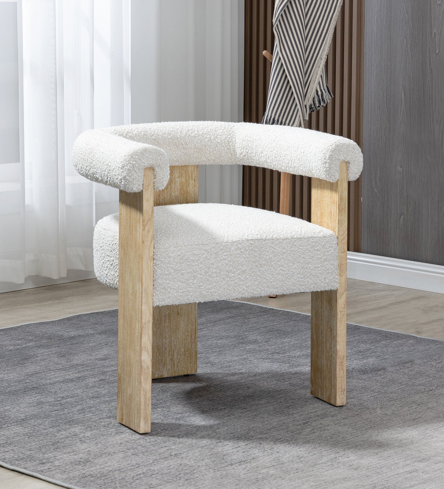 naomi cream boucle fabric dining chair c