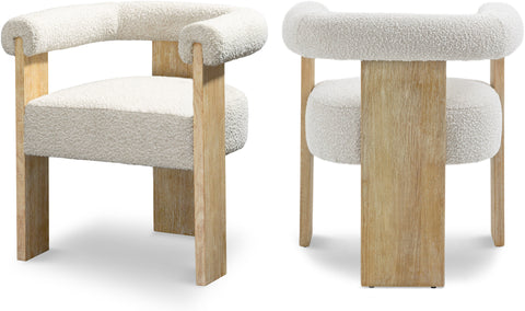 Hadley Cream Boucle Fabric Upholstered Dining Chair, 1 Piece (Style 3)