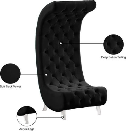 Cube Black Velvet Accent Chair C