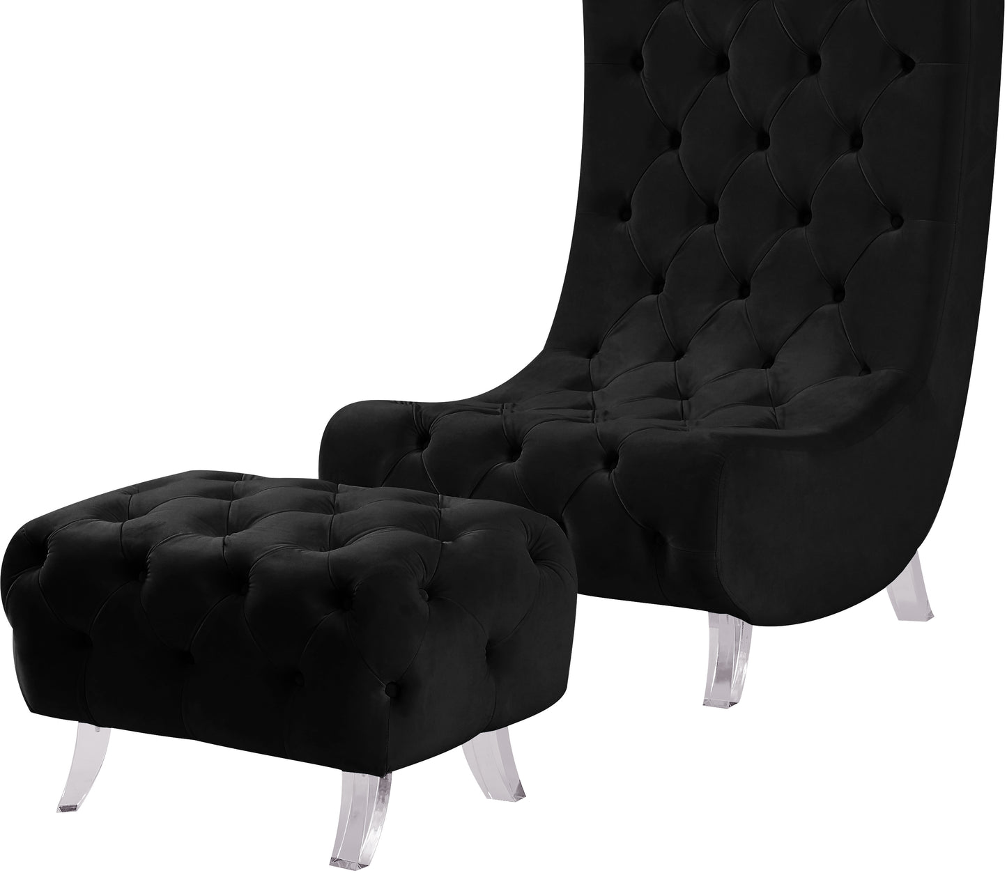 cube black velvet accent chair c