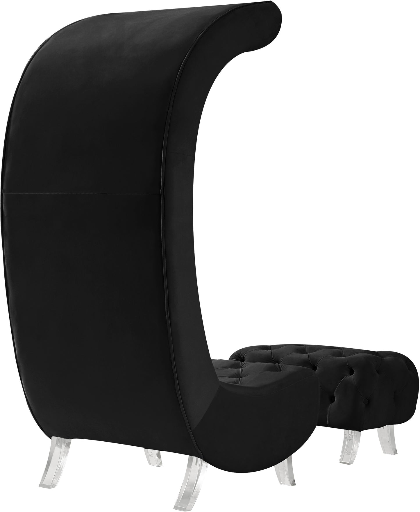 cube black velvet accent chair c