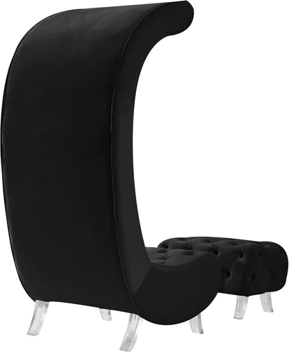 Cube Black Velvet Accent Chair C