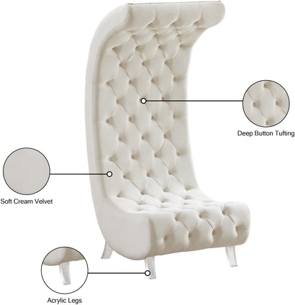 Cube Cream Velvet Accent Chair C