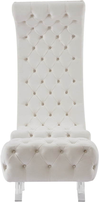 Cube Cream Velvet Accent Chair C