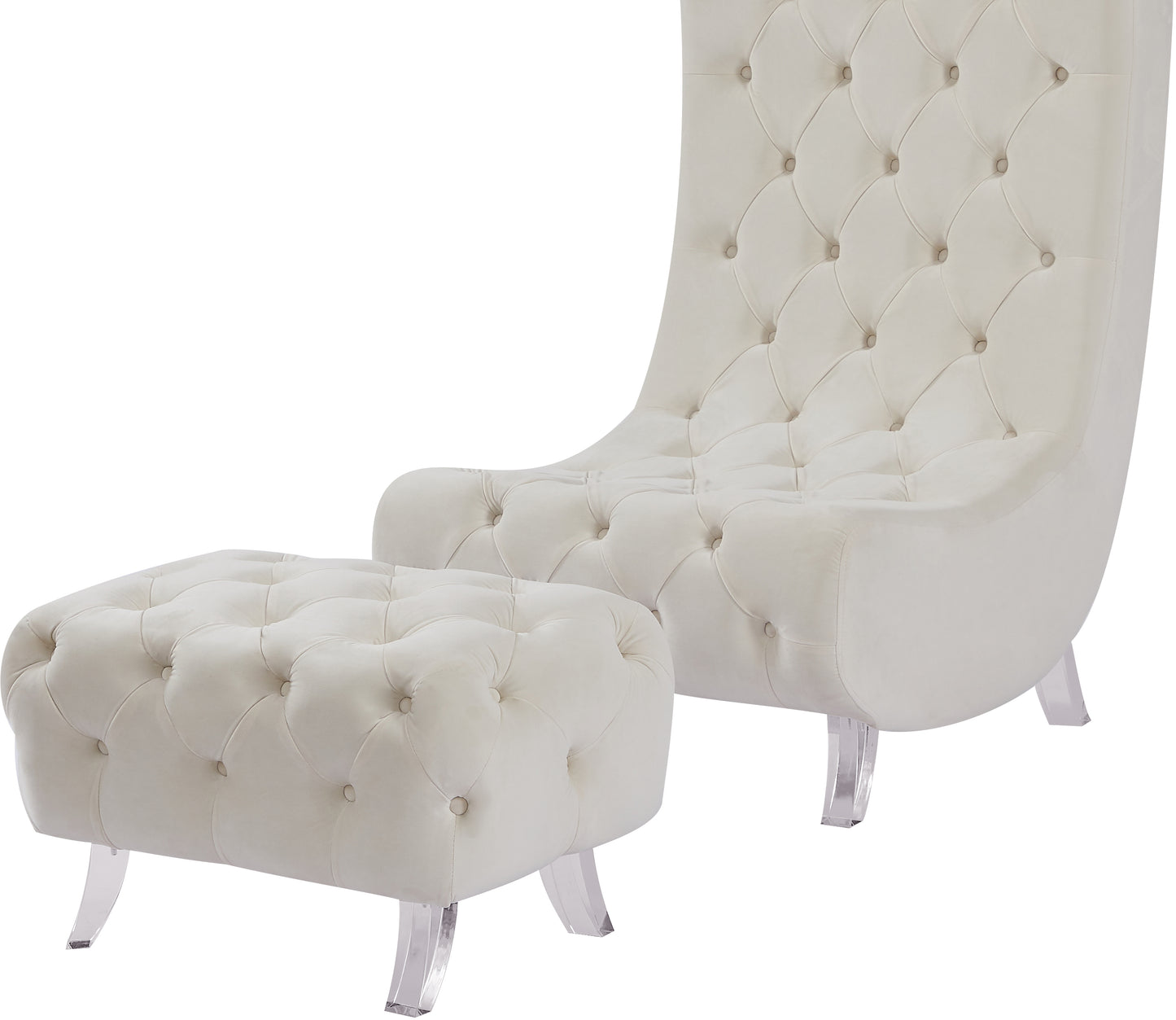 cube cream velvet accent chair c