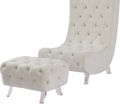 Cube Cream Velvet Accent Chair C