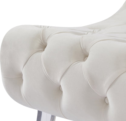 Cube Cream Velvet Accent Chair C