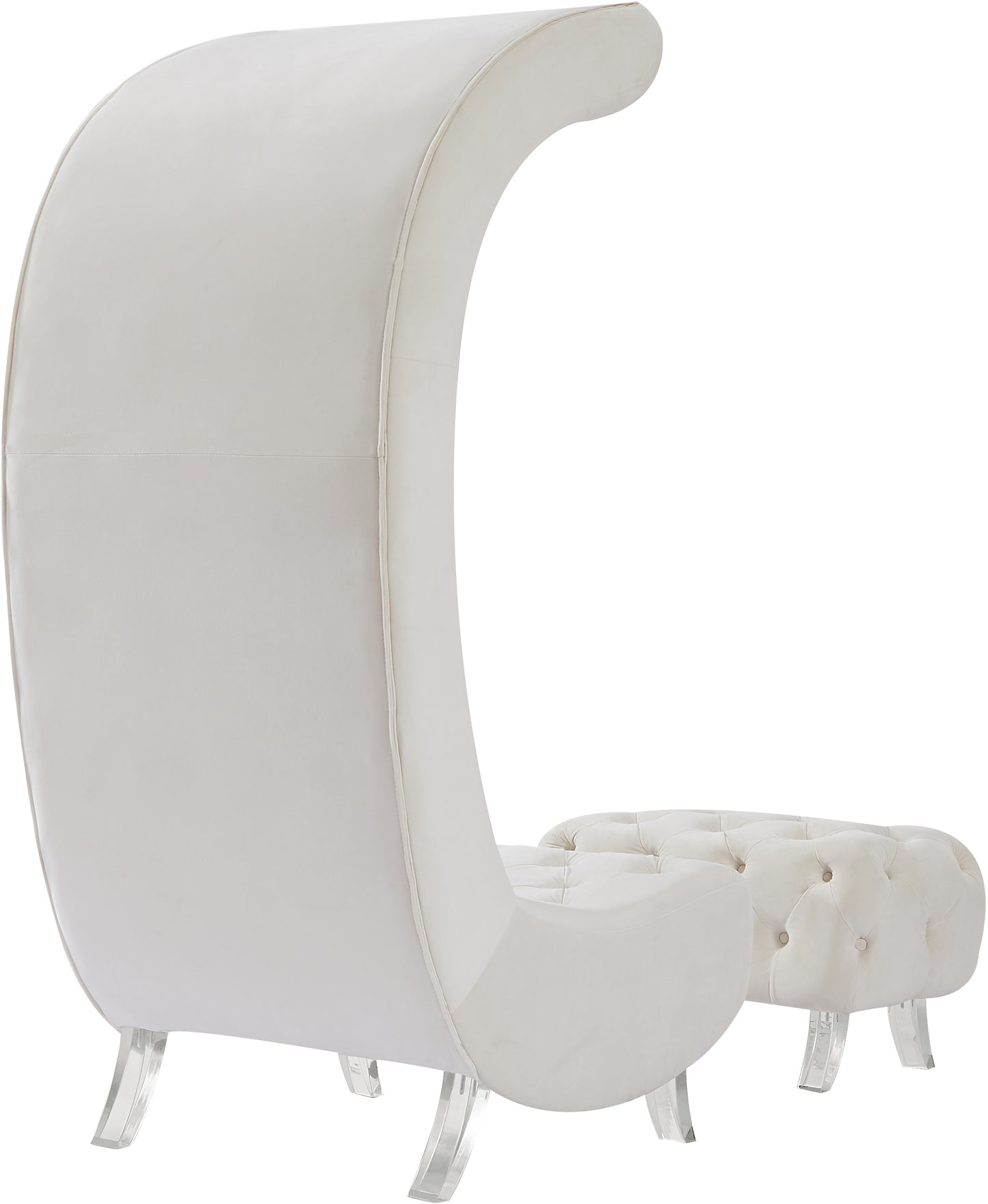 cube cream velvet accent chair c