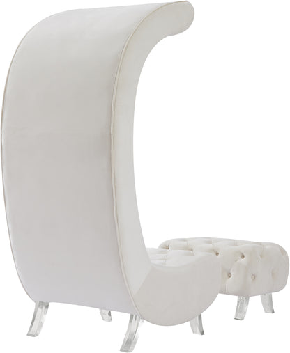 Cube Cream Velvet Accent Chair C