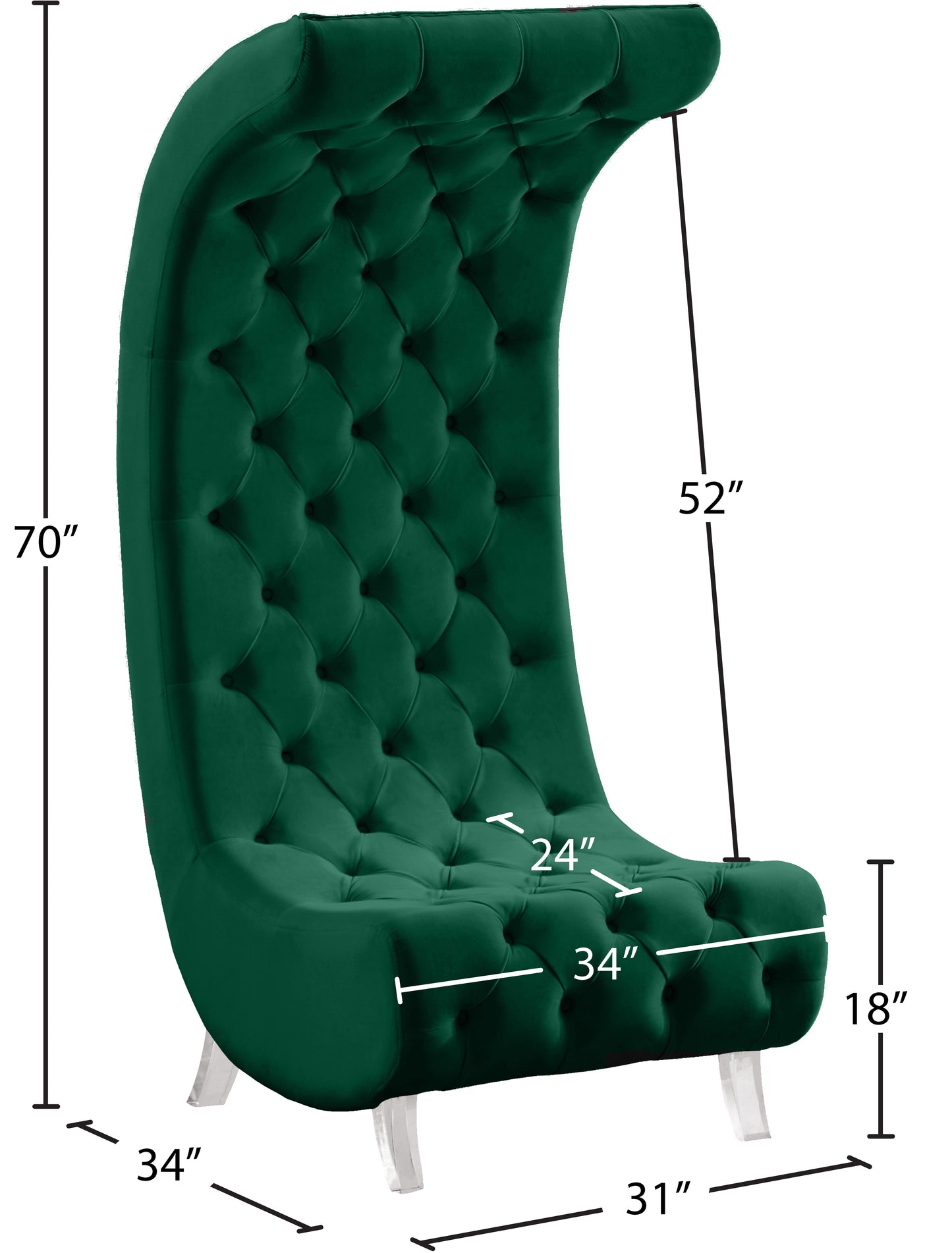 cube green velvet accent chair c