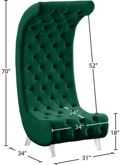 Cube Green Velvet Accent Chair C