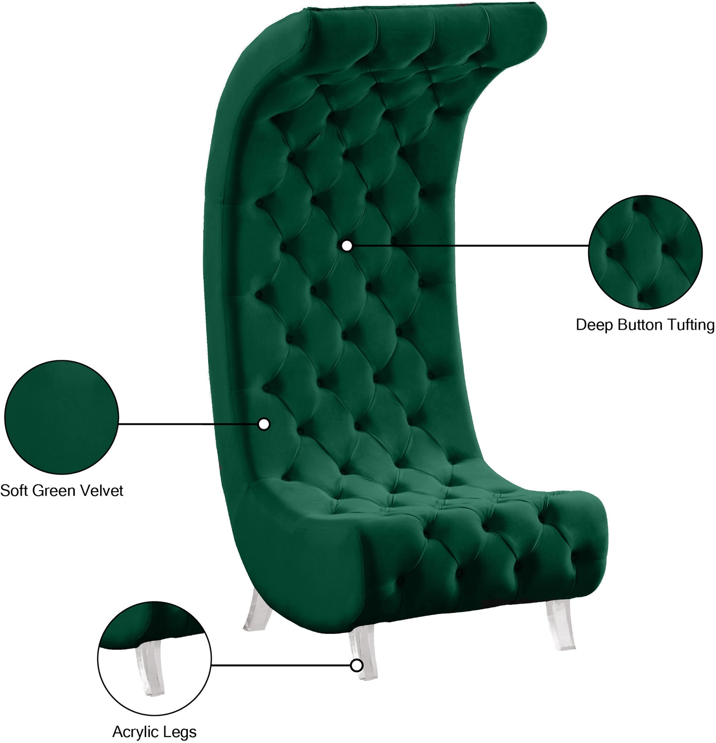 cube green velvet accent chair c