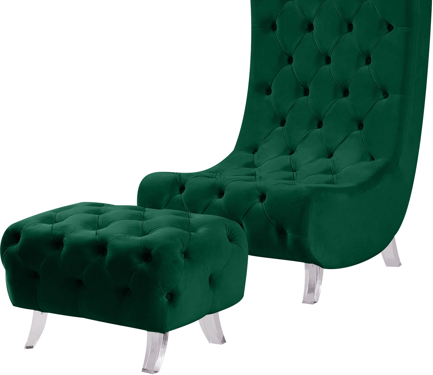 cube green velvet accent chair c