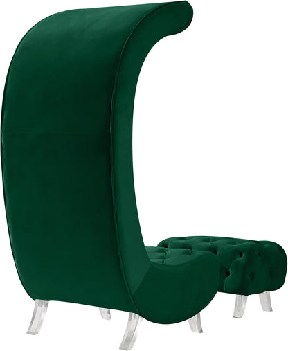 Cube Green Velvet Accent Chair C