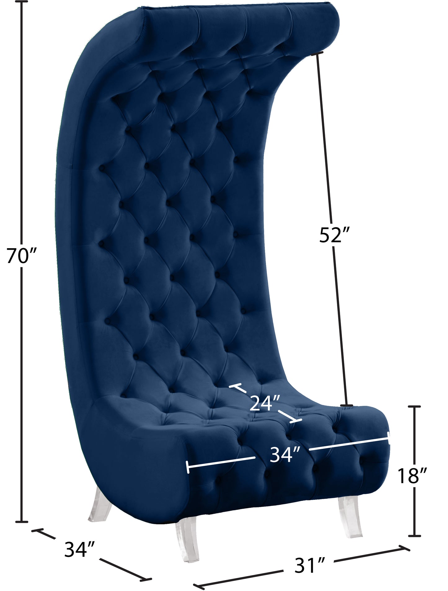 cube navy velvet accent chair c