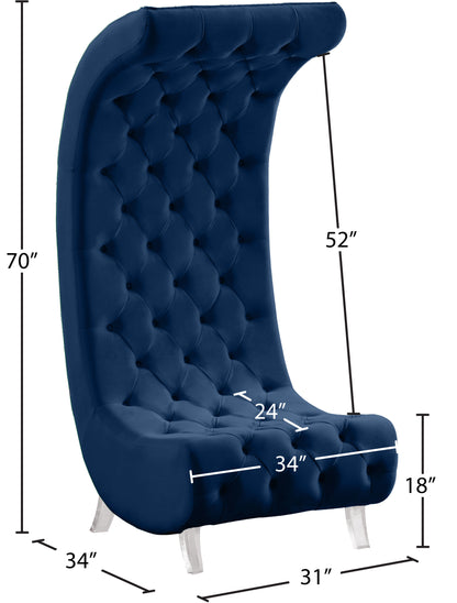 Cube Navy Velvet Accent Chair C