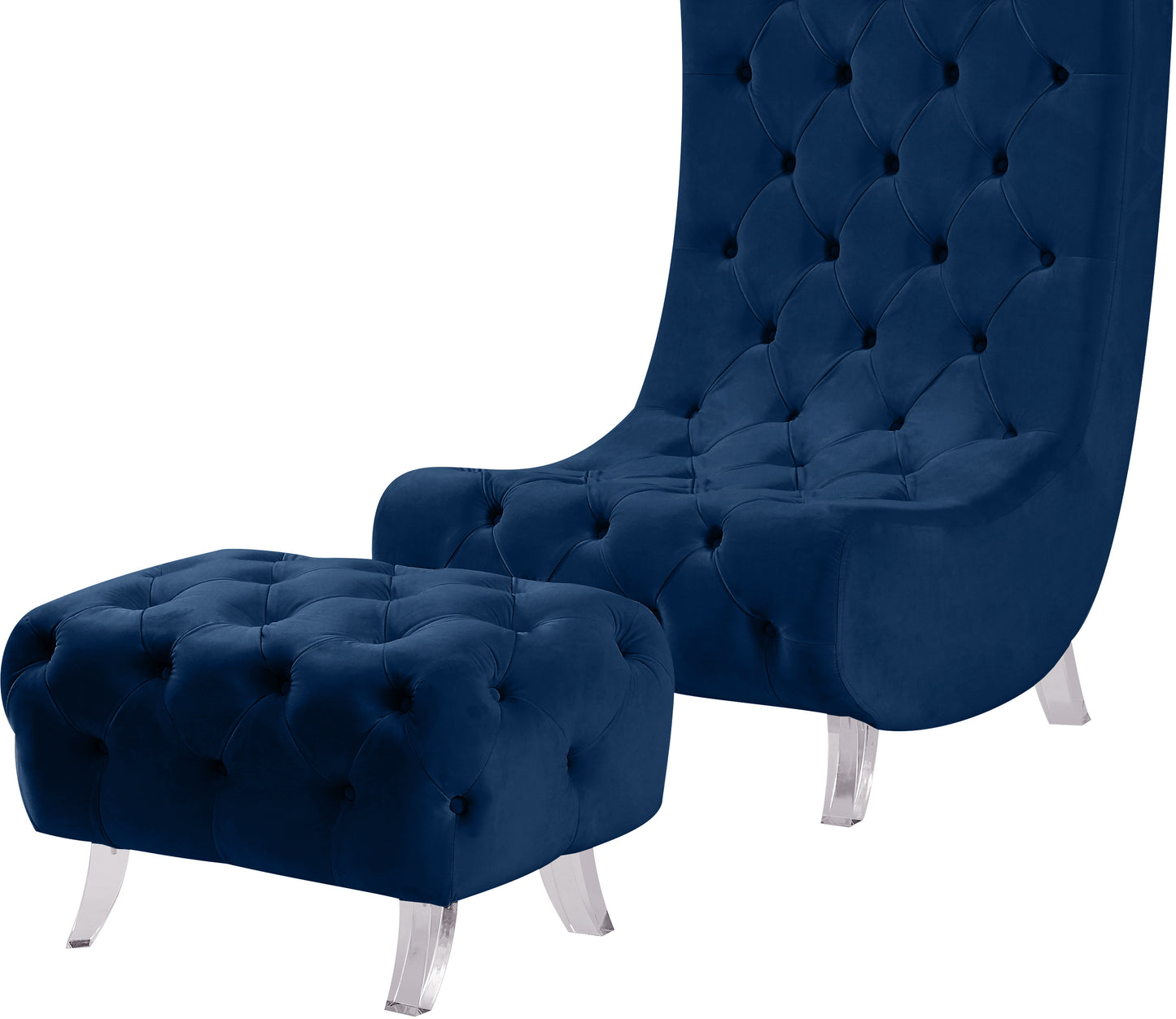 cube navy velvet accent chair c