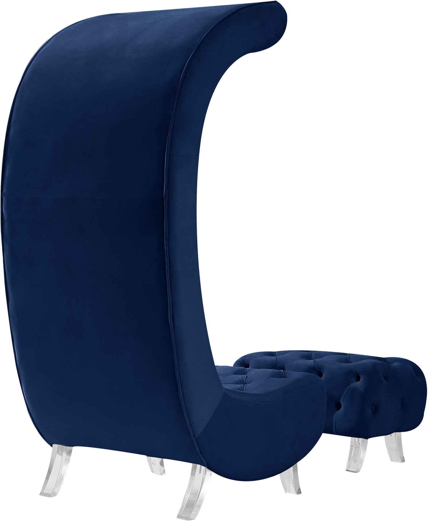 cube navy velvet accent chair c