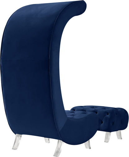 Cube Navy Velvet Accent Chair C