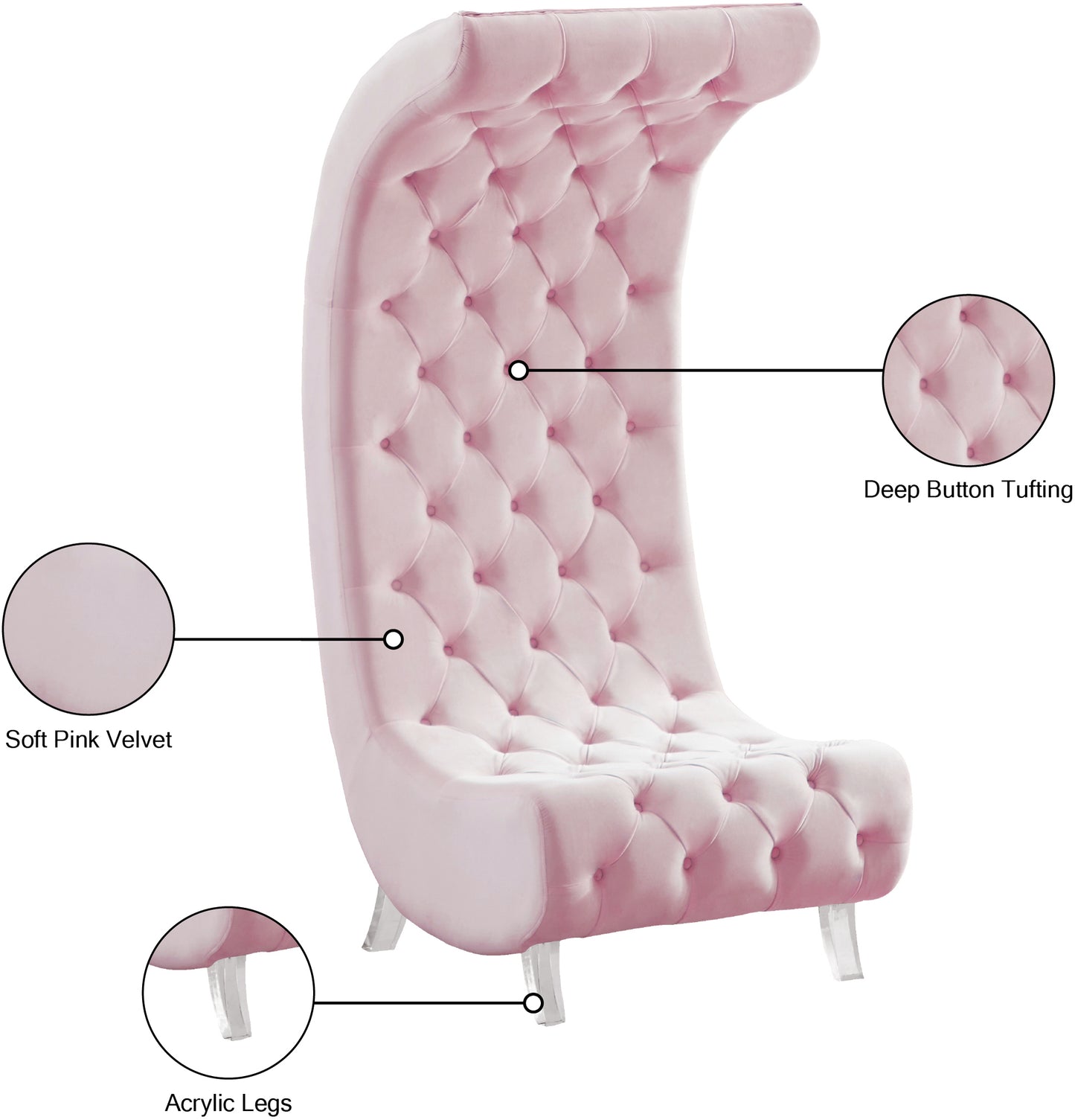 cube pink velvet accent chair c