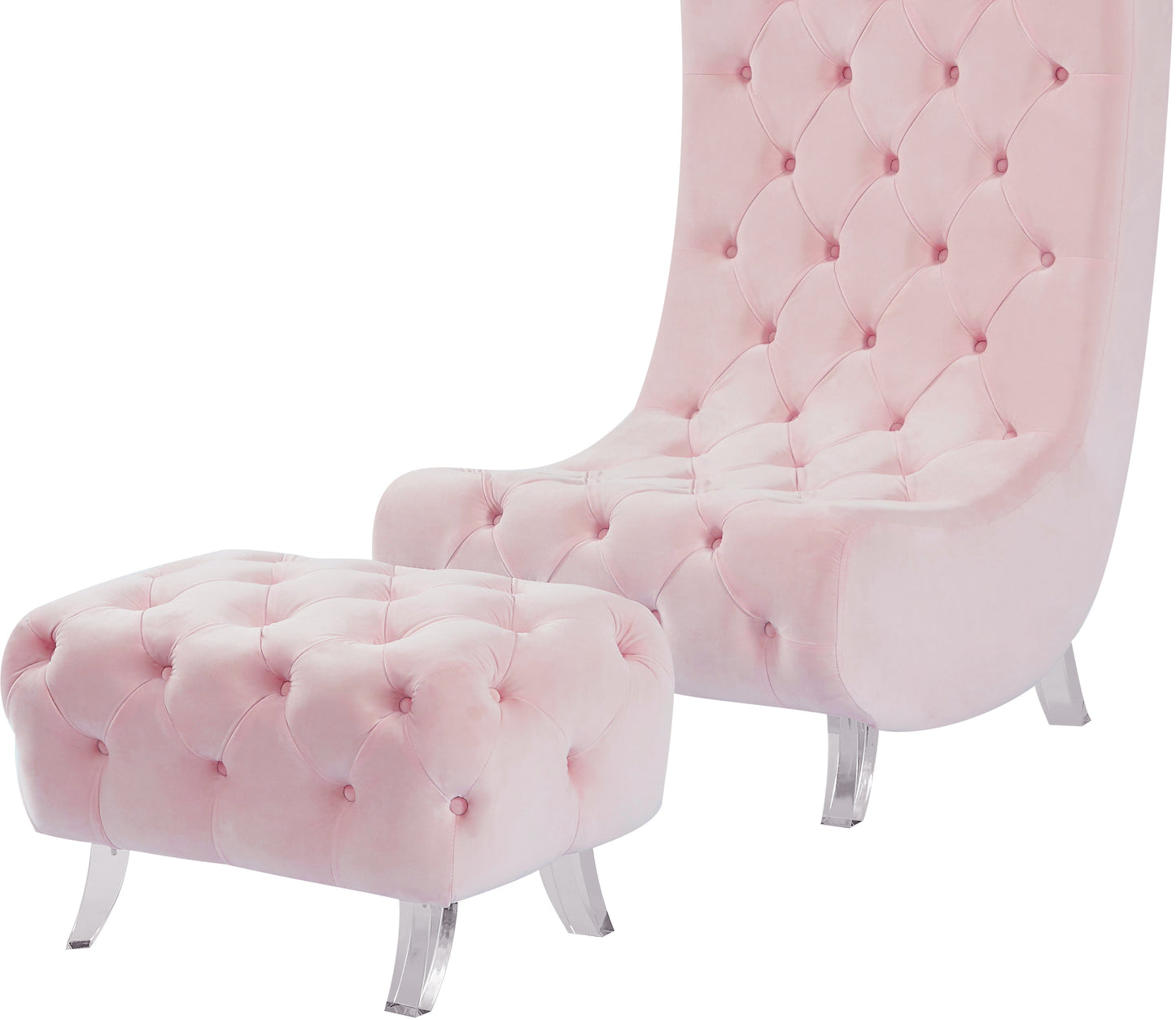 cube pink velvet accent chair c