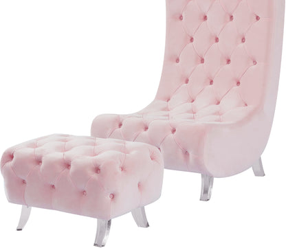 Cube Pink Velvet Accent Chair C