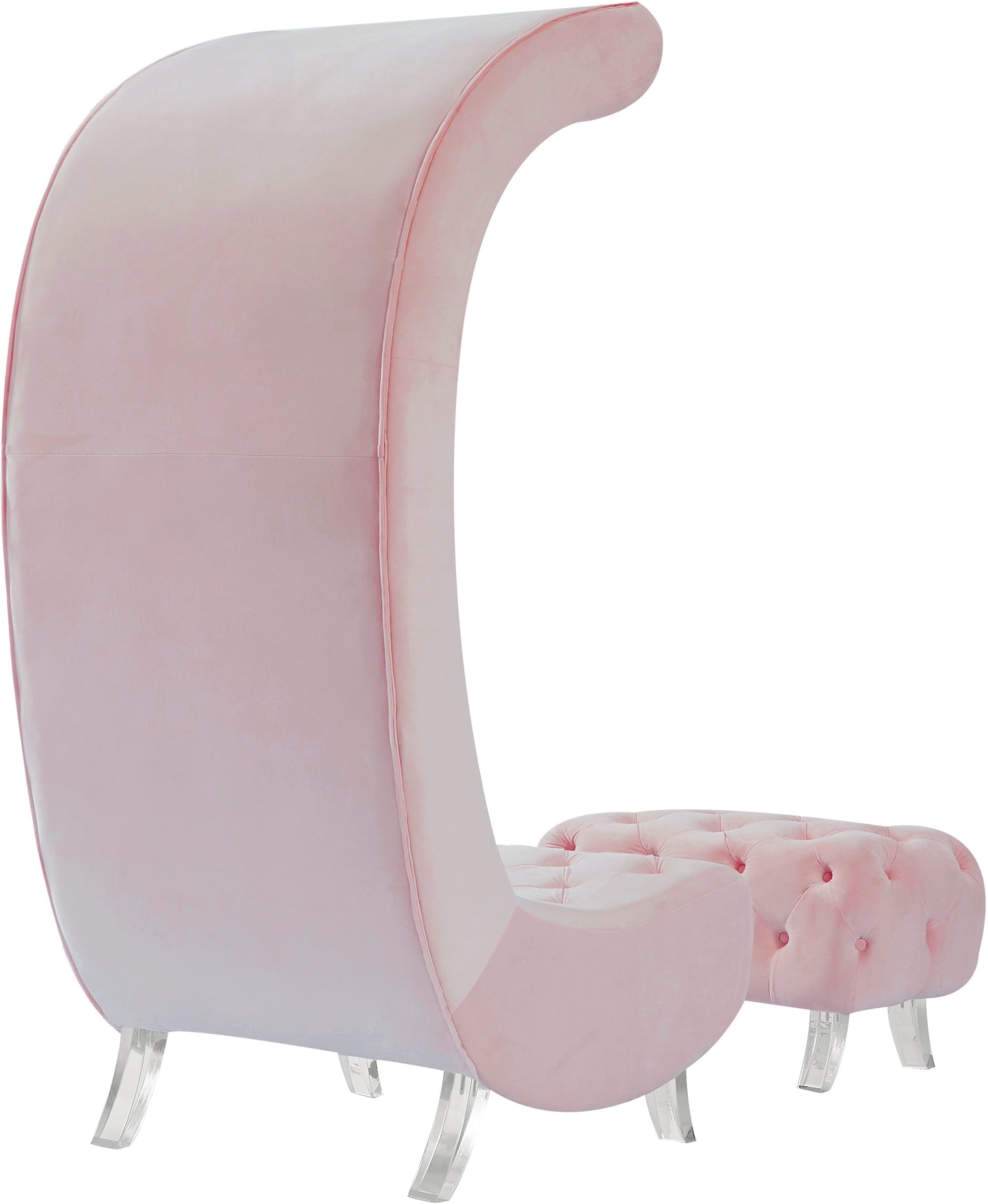 cube pink velvet accent chair c