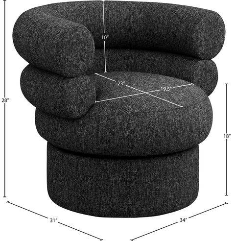 Circlet Black Linen Textured Fabric Accent Swivel Chair Black